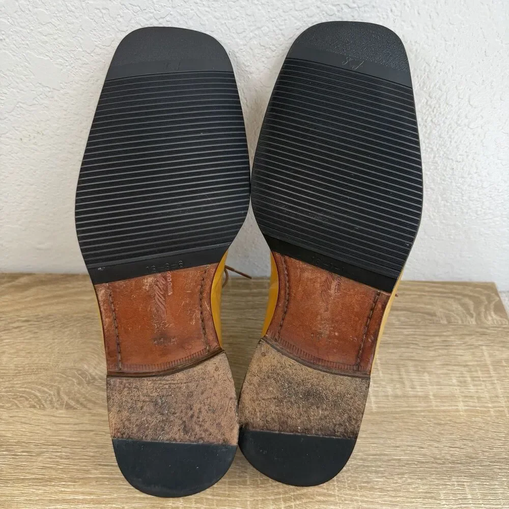 MEZLAN Maranello Oxfords Leather Shoes Sz 11 M Square Toe Yellow Tan Spain Made